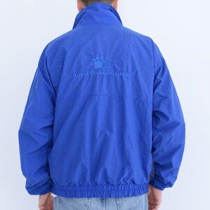 Vintage 90S Action Sportz Blue Nylon Zip Up Lined Windbreaker Nautical Jacket XL